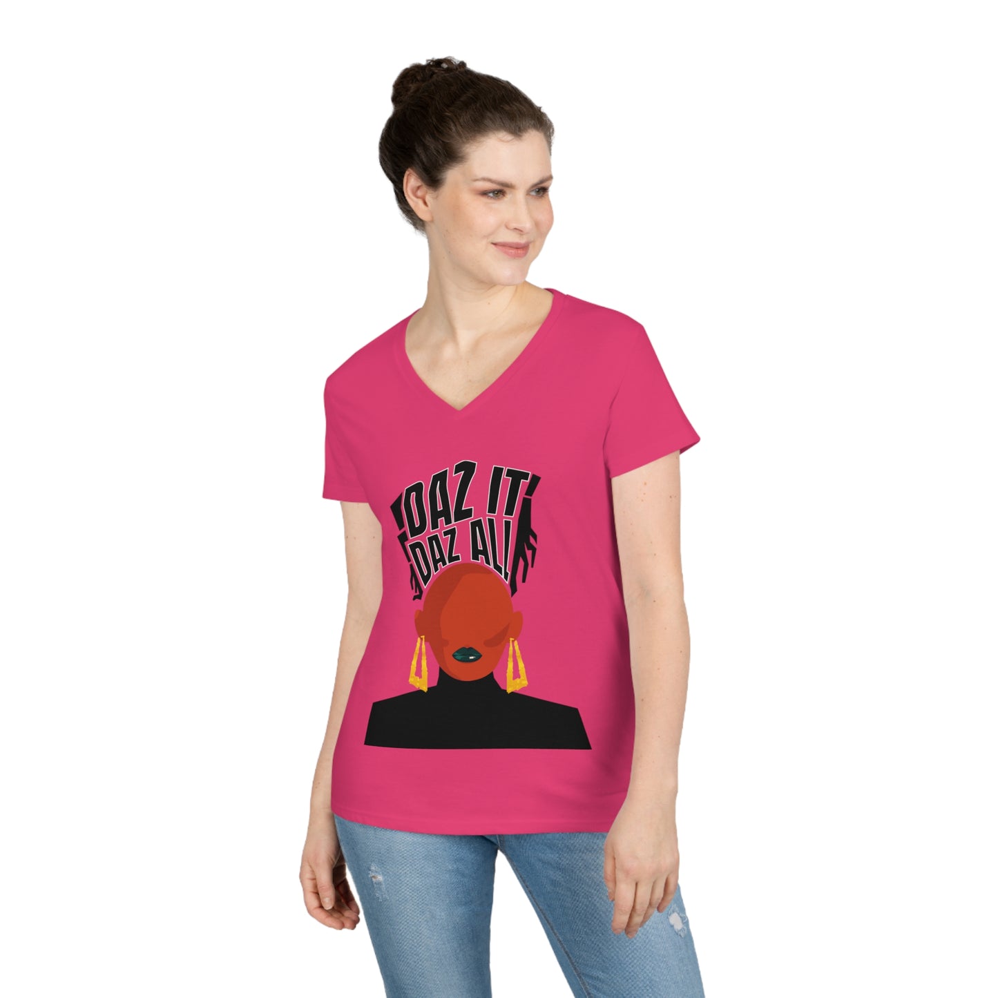 Daz It, Daz All-Ladies' V-Neck T-Shirt (Black Lip Logo)