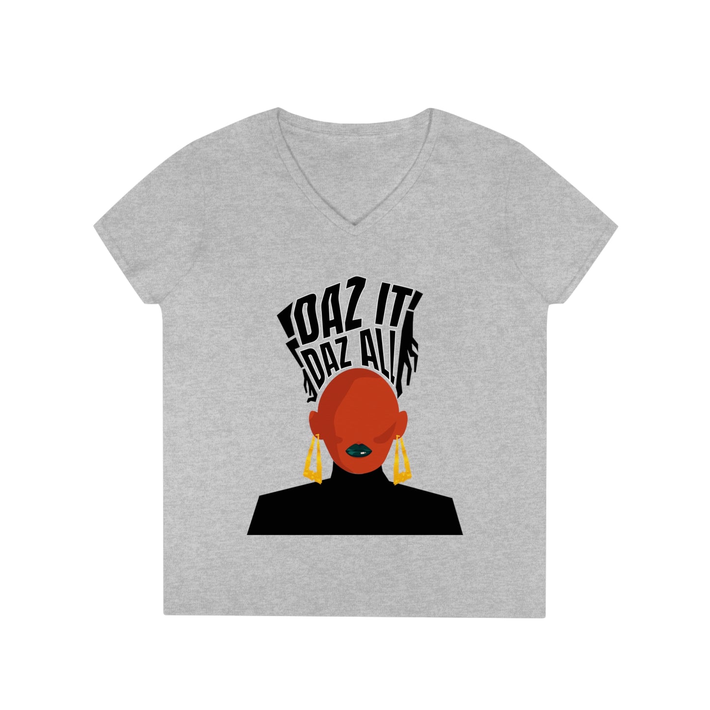 Daz It, Daz All-Ladies' V-Neck T-Shirt (Black Lip Logo)