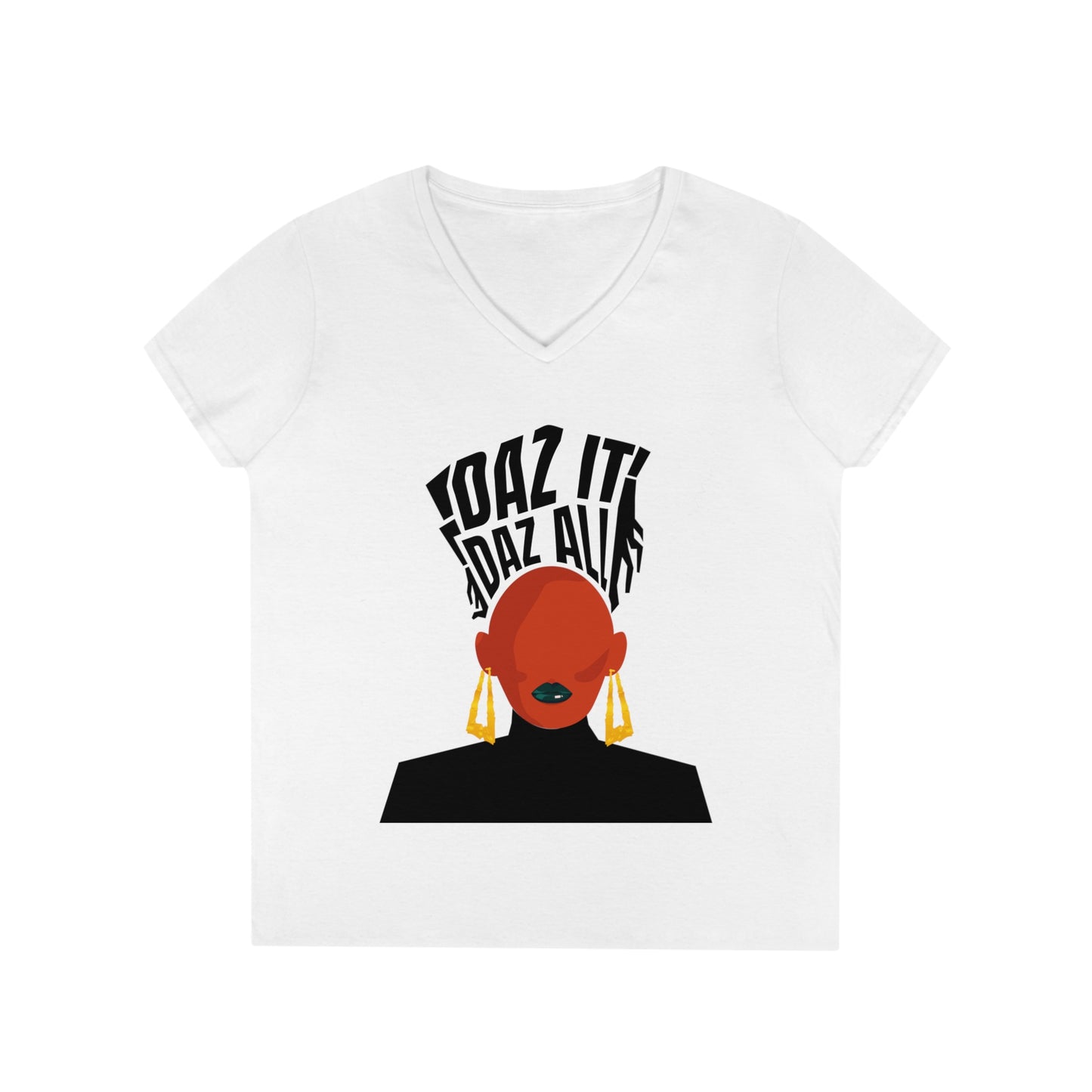 Daz It, Daz All-Ladies' V-Neck T-Shirt (Black Lip Logo)